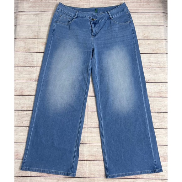 Halara Flex Asymmetric Low Rise Zipper Pockets Baggy Wide Leg Jeans Size Large - Picture 3 of 9